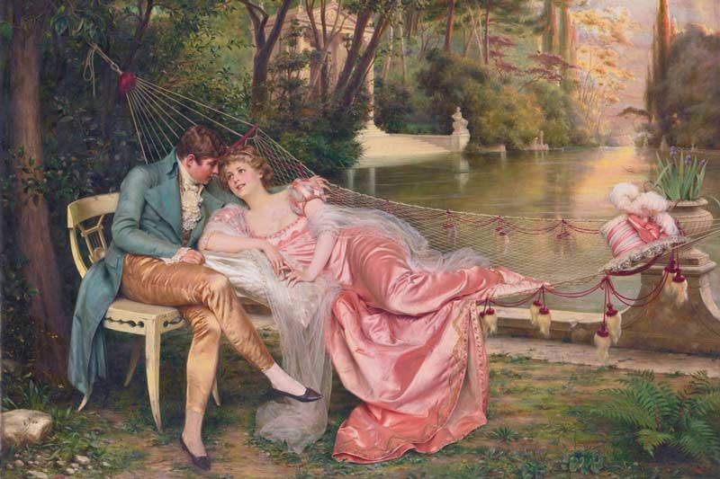 تابلو نقاشی کلاسیک با صحنه عاشقانه